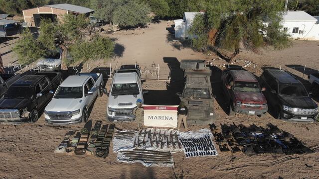 Autoridades de Sonora aseguran predio, vehículos y arsenal