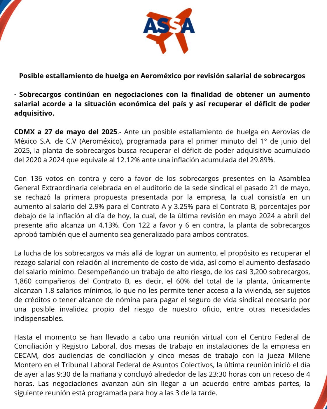 Huelga en Aeroméxico 1 de junio: Claves para entender qué piden sobrecargos