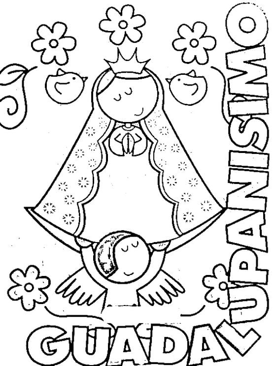 Dibujos de la Virgen de Guadalupe para niños