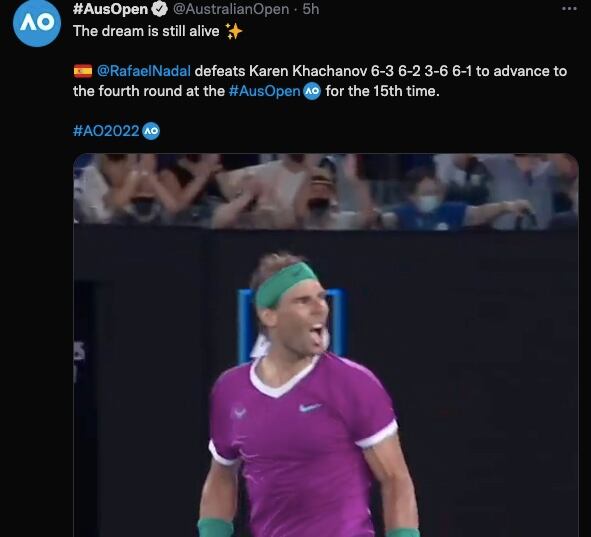 Rafael Nadal avanzó a octavos en el Abierto de Australia