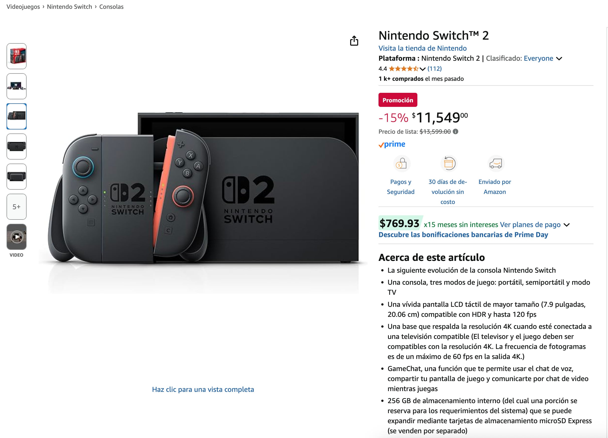 Descuento en Nintendo Switch 2 en Amazon por el Prime Day 2025