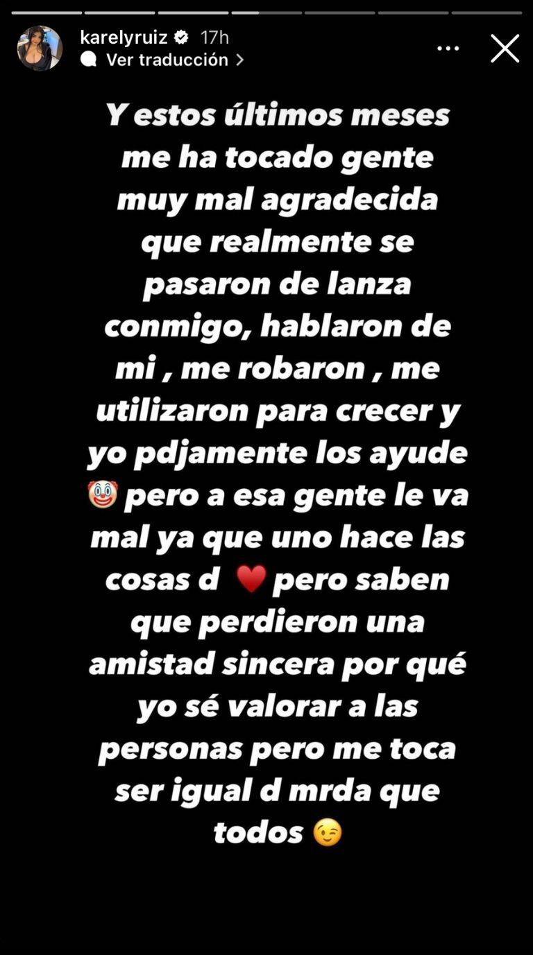 Mensaje de Karely Ruiz