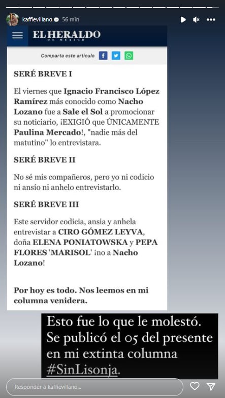 Columna que Alex Kaffie escribió sobre Nacho Lozano.