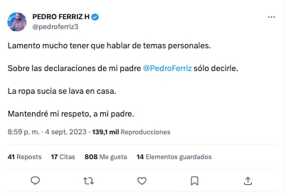 Pedro Ferriz Hijar responde a declaraciones de su padre