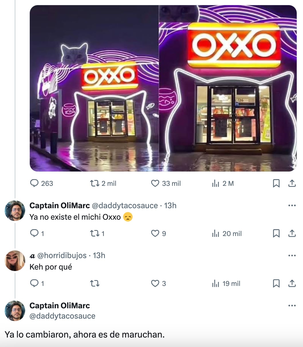 Usuarios revelan que el Michi Oxxo ya fue retirado