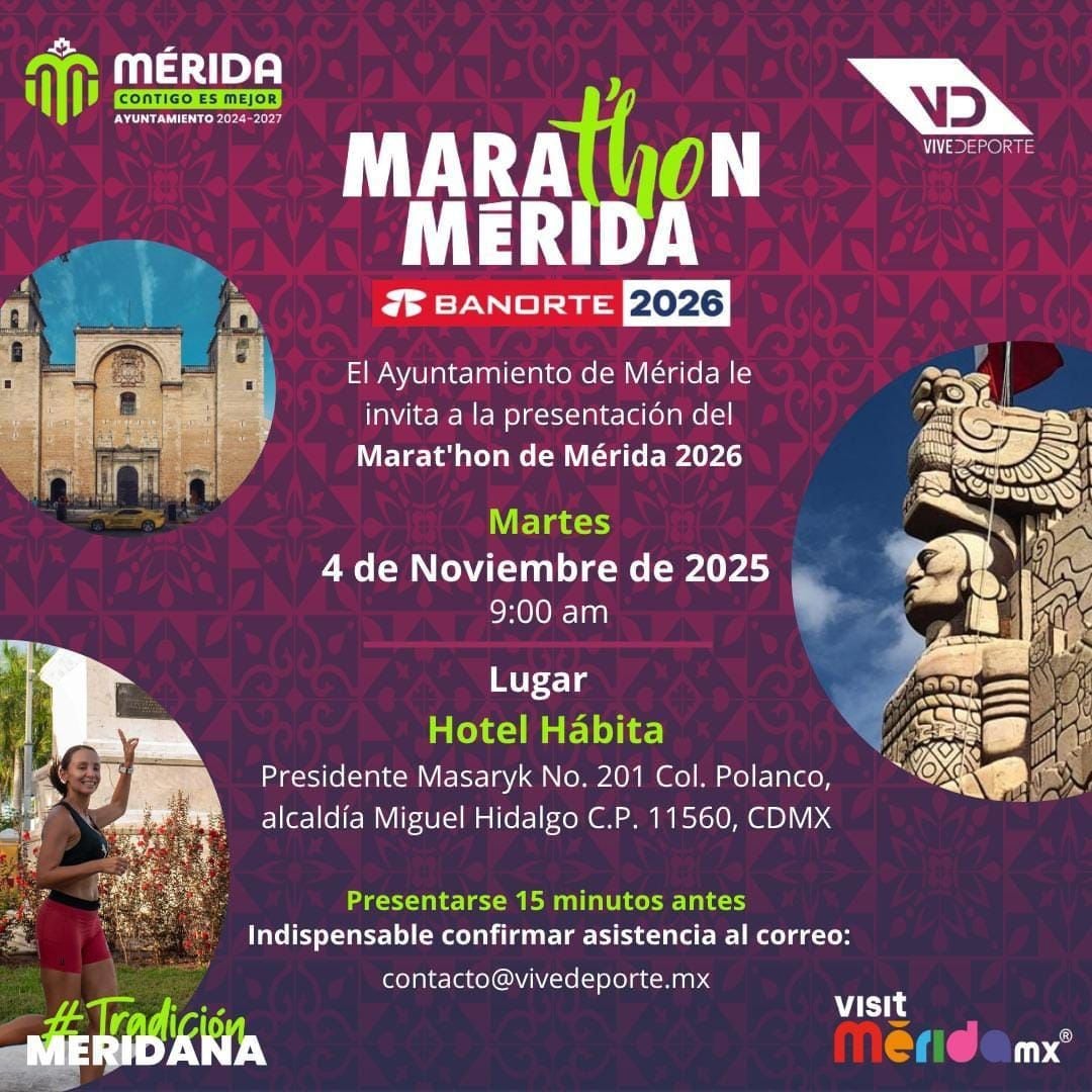 El 4 de noviembre se darán a conocer todos los detalles del Marat’hon Mérida 2026