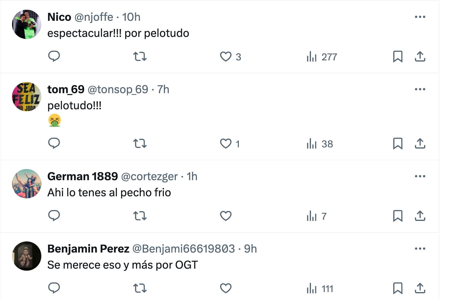 Mensajes sobre la sanción de Nahuel Guzmán.