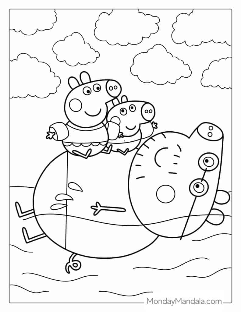Dibujos de George, el hermano de Peppa Pig con temática de playa: 7 plantillas bonitas para imprimir y colorear