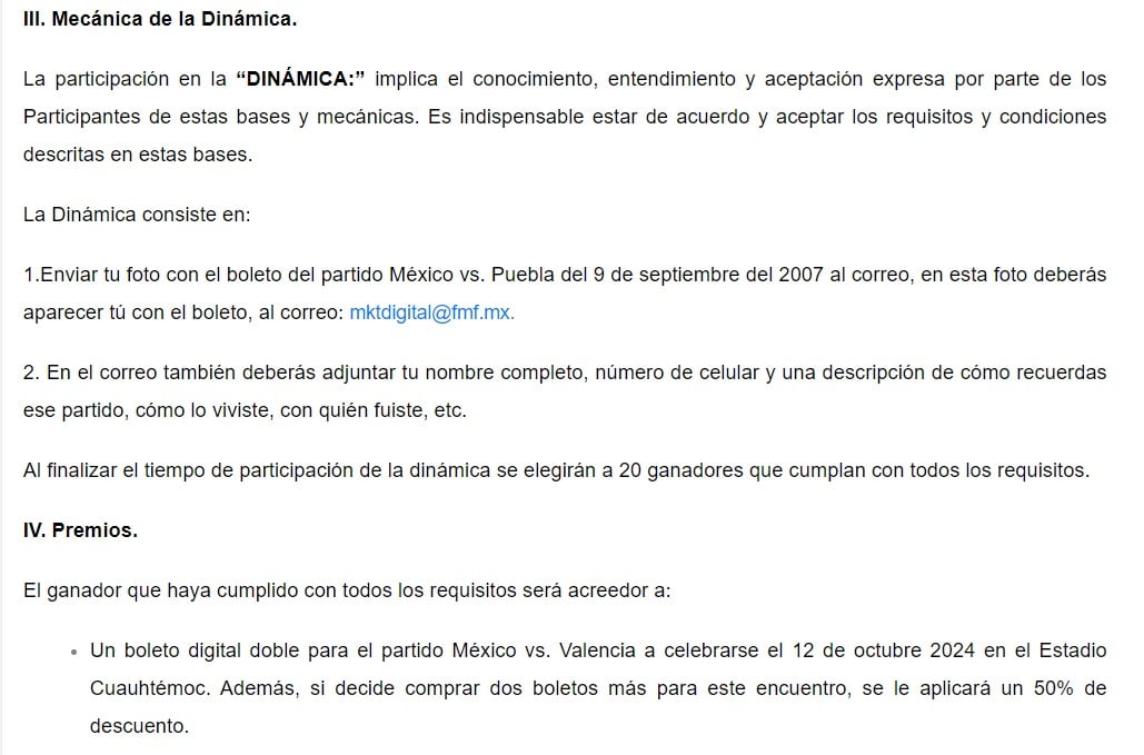 Dinámica para el Estadio Cuauhtémoc.