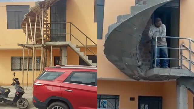 Construcción con extraña escalera