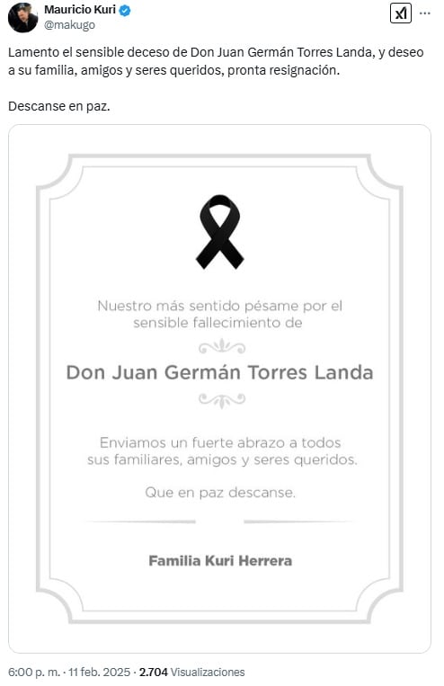 Mauricio Kuri tras la muerte de Juan Germán Torres Landa