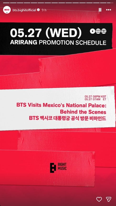 BTS revelará el detrás de cámaras de su visita a Palacio Nacional