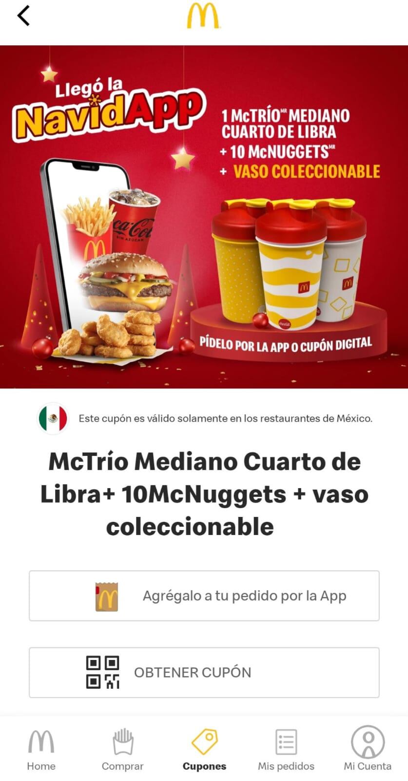 Promoción de los vasos McDonalds 2023 para Navidad