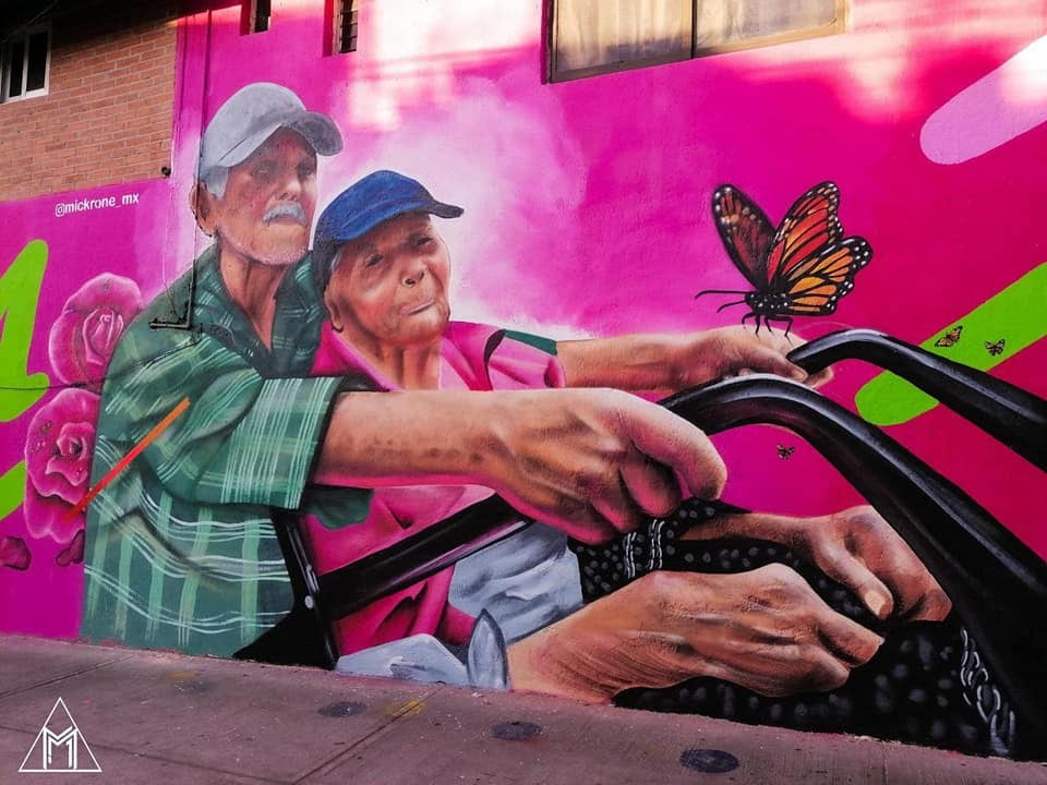 Mural de pareja de adultos mayores Iztalapapa