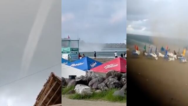 Tromba marina sorprende a turista de Veracruz
