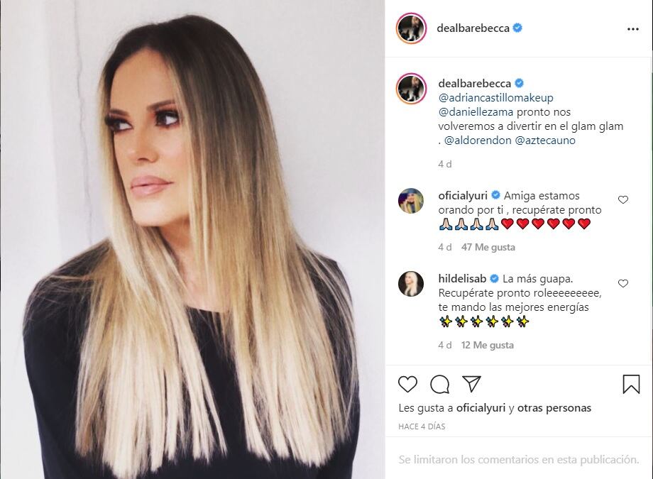 Rebecca de Alba se encuentra recuperada del Covid-19