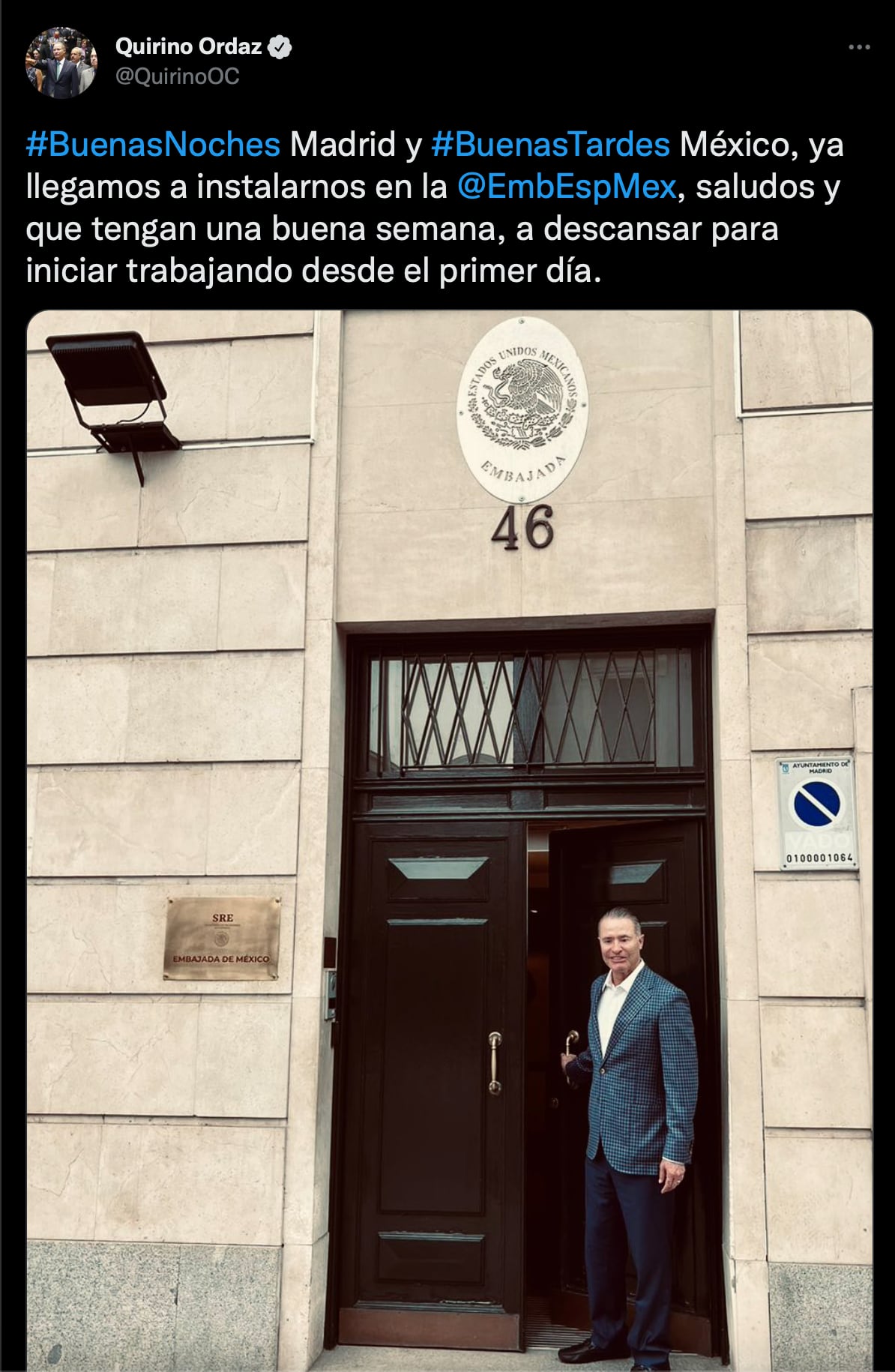 Quirino Ordaz es el nuevo embajador de México en España