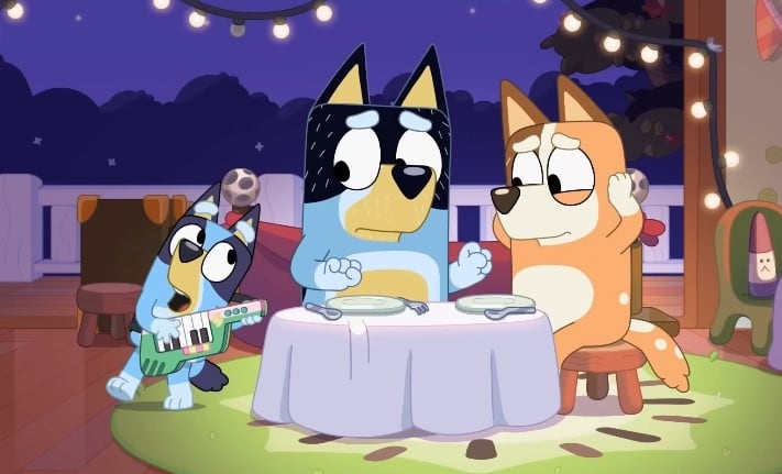 La cita de Bandit y Chilli por San Valentín, capítulo corto con Bluey y Bingo