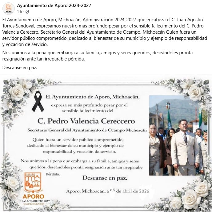 Pedro Valencia, secretario de Ayuntamiento de Ocampo, Michoacán