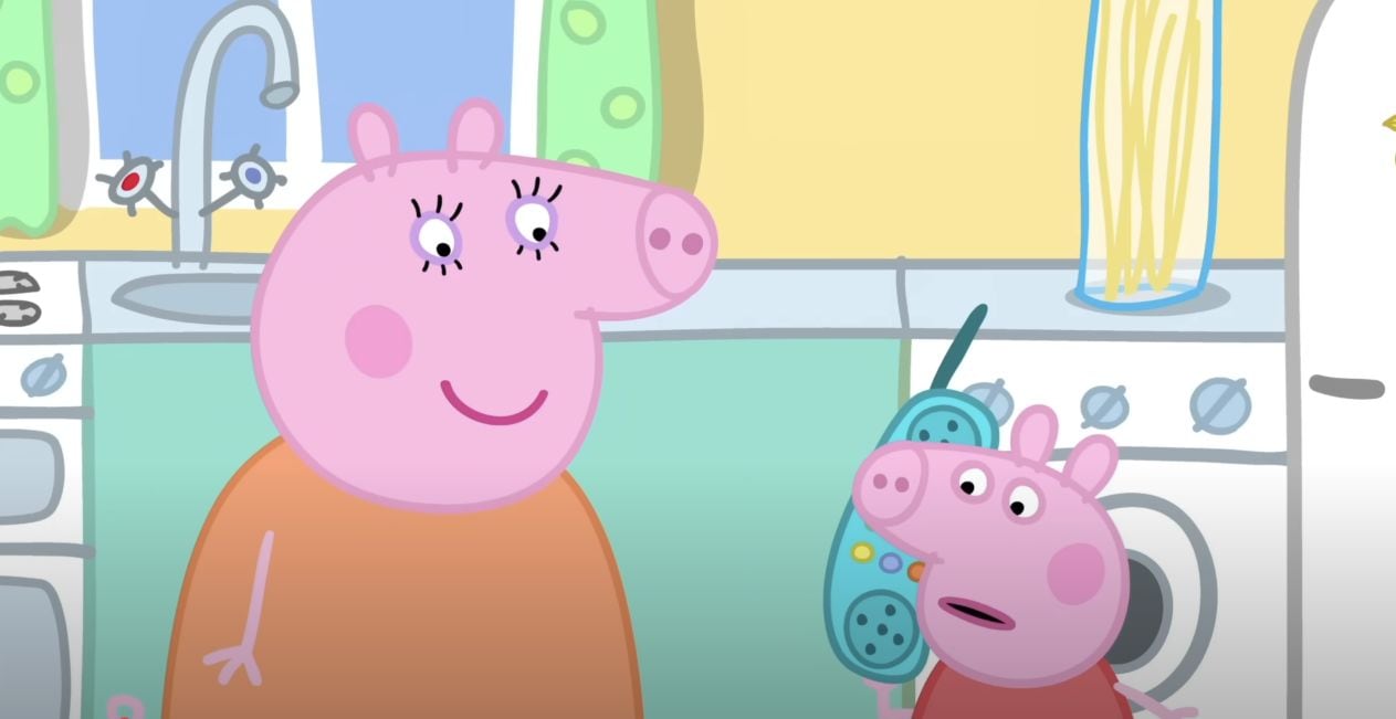Peppa Pig habla por teléfono con Suzy Oveja