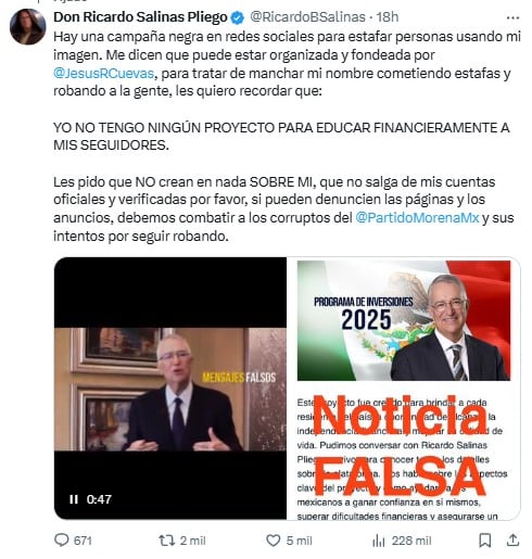 Ricardo Salinas Pliego denuncia fraude