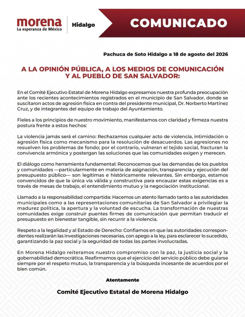 Pobladores sacan a golpes y empujones a alcalde de San Salvador, Hidalgo