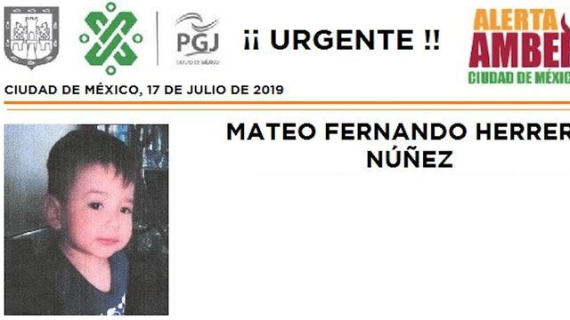 Mateo Fernando Herrera Núñez tiene un año de edad. Desapareció en la alcaldía de Tláhuac.