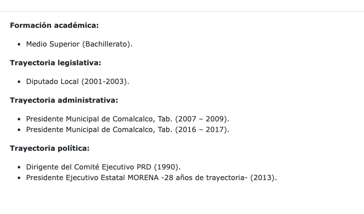 Javier May solo cuenta con Bachillerato