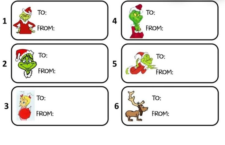 Etiquetas navideñas de El Grinch para imprimir