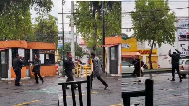 Hombre amenaza con cuchillos a policías de la CDMX