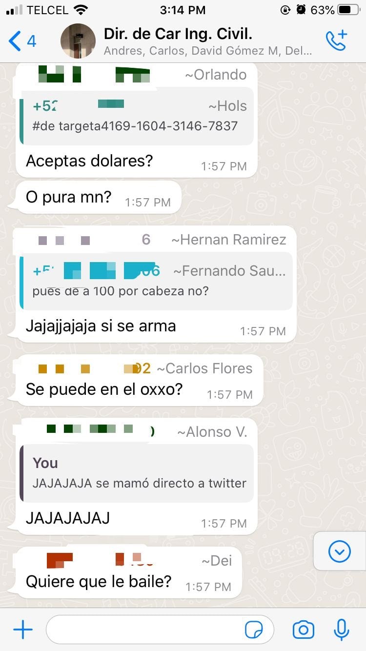 Extorsión en chat de WhatsApp