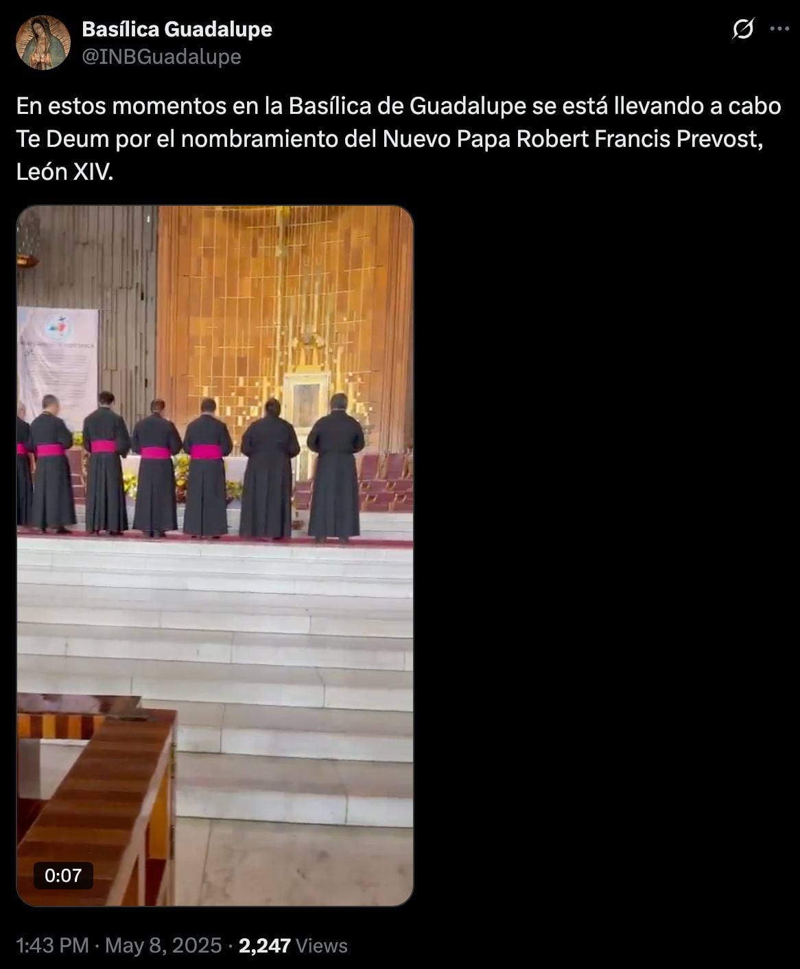 Celebran elección del Papa León XIV en Basílica de Guadalupe.