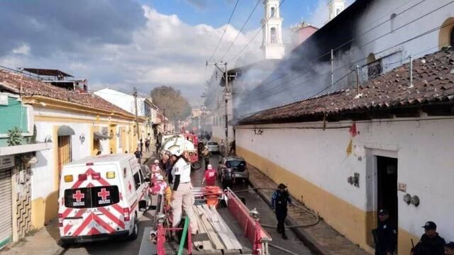 Incendio en iglesia de La Merced en San Cristóbal de las Casas