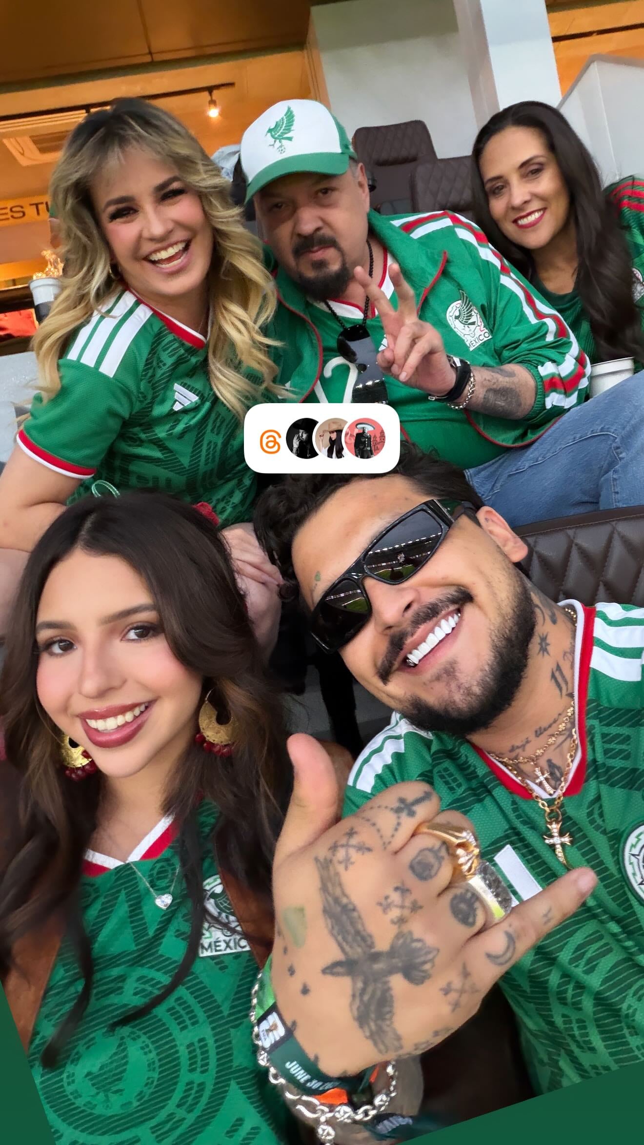 María José, Pepe Aguilar, Aneliz Álvarez, Ángela Aguilar y Christian Nodal.