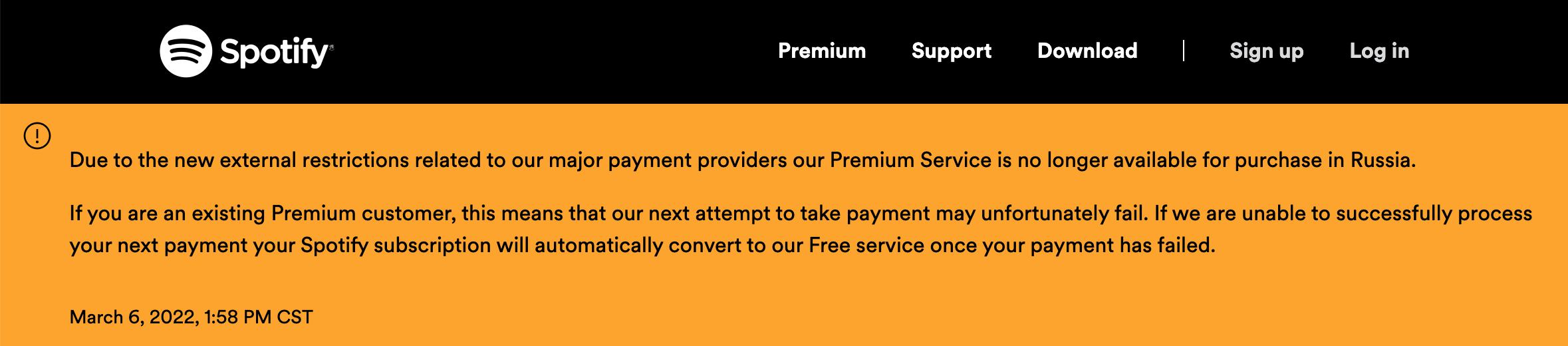 Spotify suspende sus servicios en Rusia