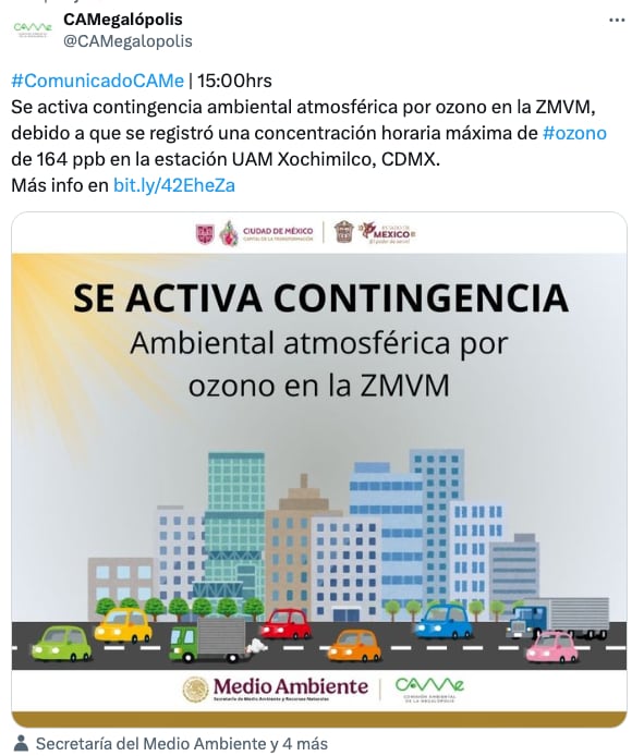 CAMe informa activación de contingencia ambiental CDMX