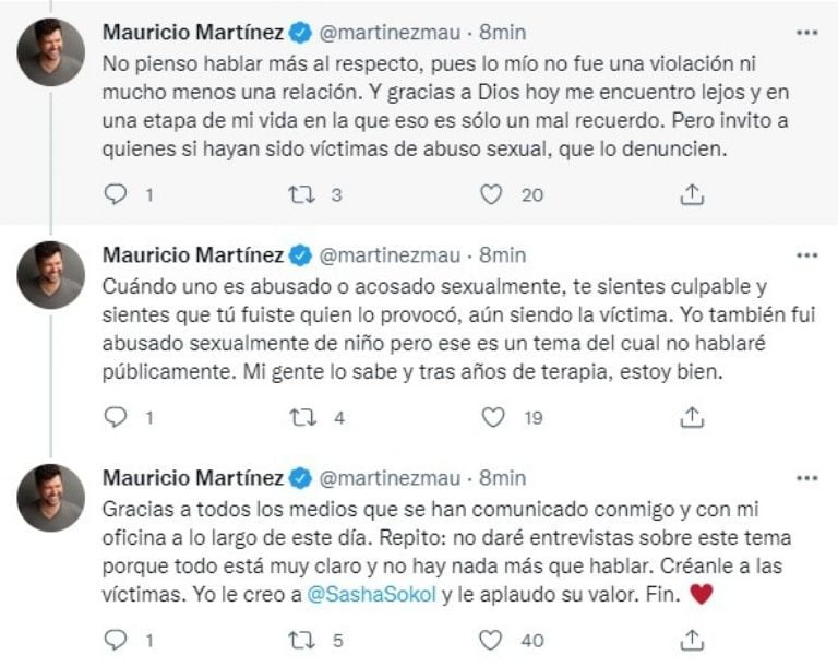 Mauricio Martínez, comunicado
