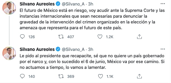 Tuits de Silvano Aureoles