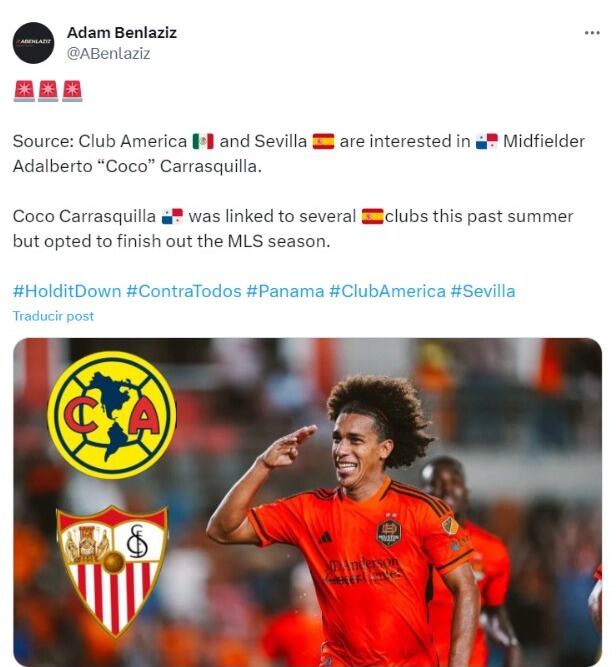 El Club América busca el fichaje de Adalberto Carrasquilla.