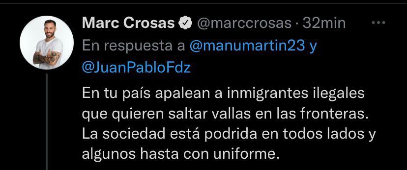 Respuesta de Marc Crosas al periodista Manu Martín.