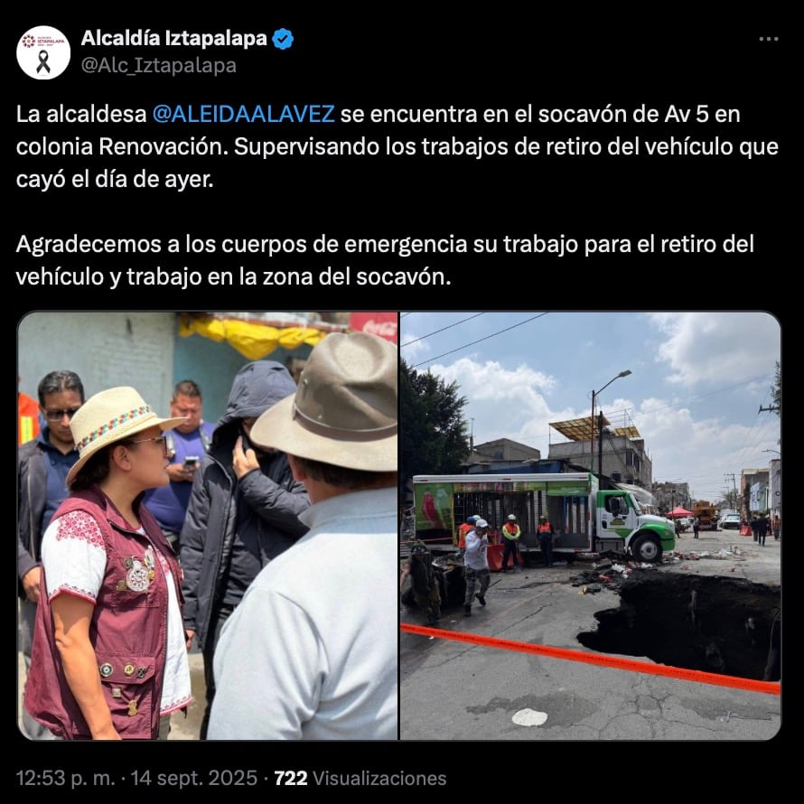 Retiran de socavón al camión repartidor de refresco Jarritos