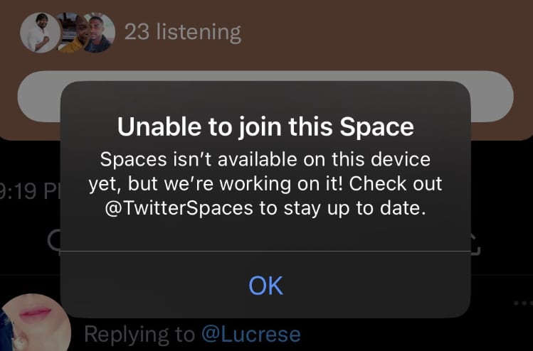Twitter Spaces suspendida