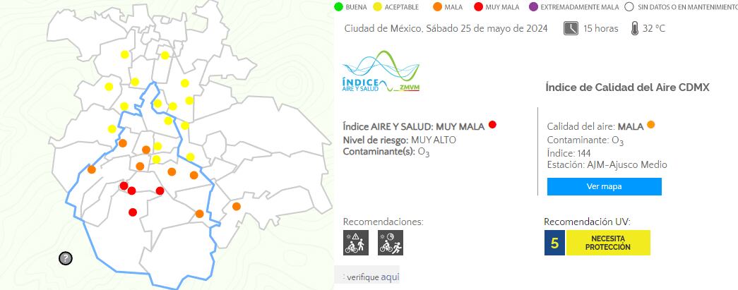 Índice de calidad del aire en contingencia ambiental