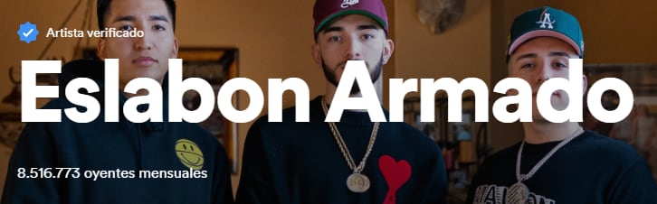 Oyentes de Eslabón Armando en Spotify.