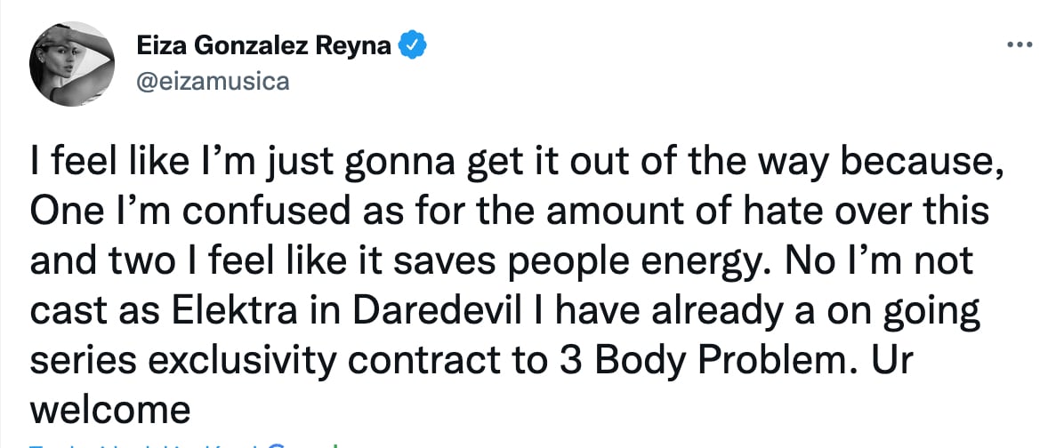Eiza González sobre el rumor de Elektra