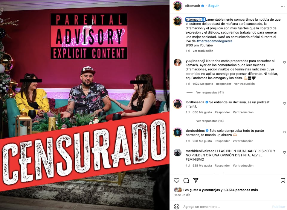 El Temach reacciona a censura