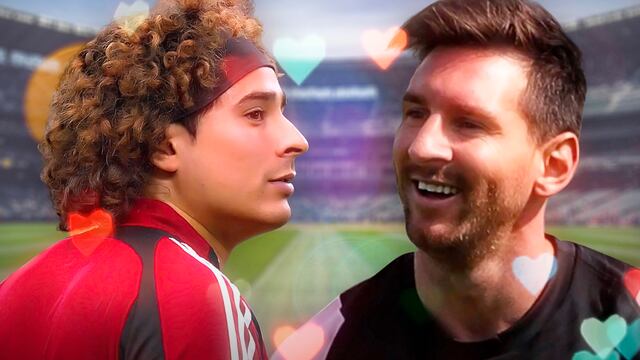 Lionel Messi y Memo Ochoa con corazones