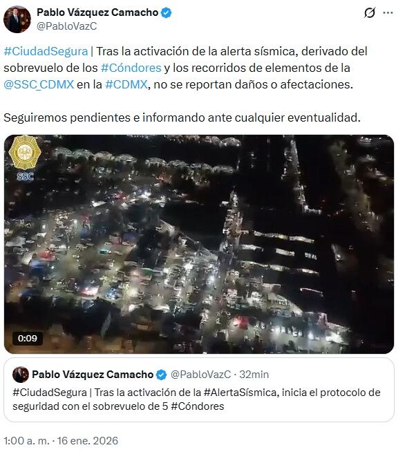 Sismo hoy 16 de enero CDMX