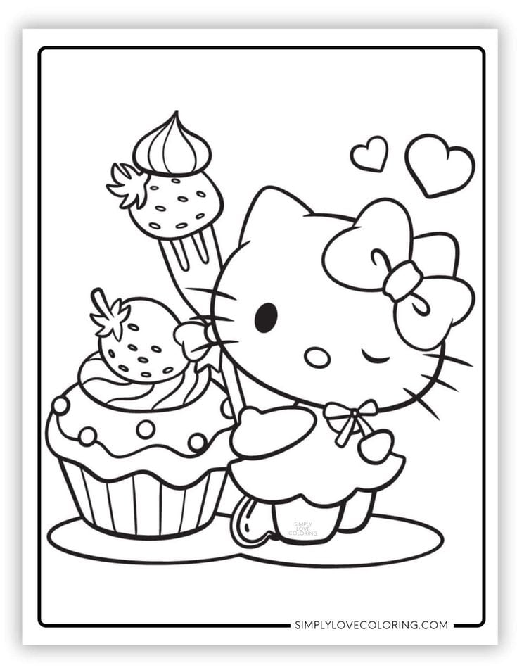 Dibujos de Hello Kitty cumpleaños para colorear