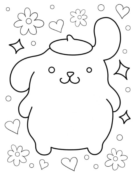 16 dibujos de Pompompurin personaje de sanrio y amigo de Hello Kitty